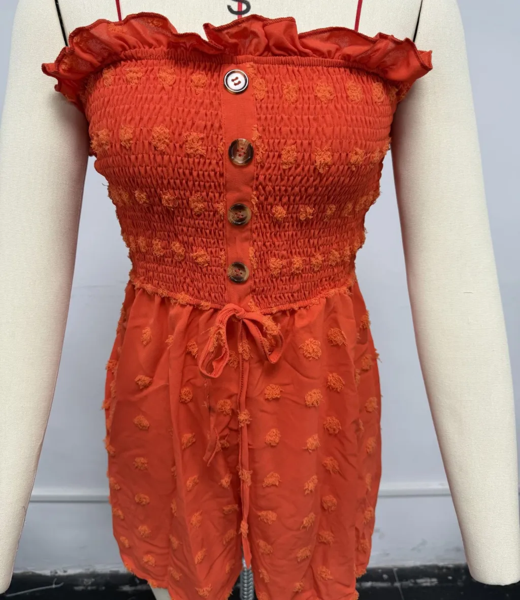 Fashion Solid Color Off-shoulder Women's Jumpsuit - Orange Red