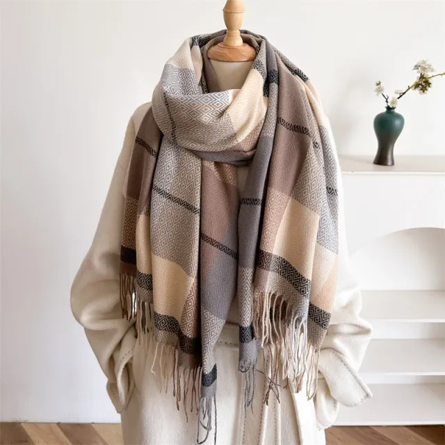 Unisex Autumn And Winter All matching Tassel Scarf Black Stripe - Shop at LoveMi