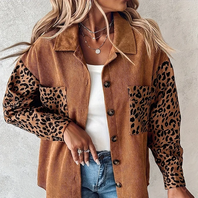 Women's Long-sleeved Plaid Contrast Color Coat - Wmhl1015-Xl