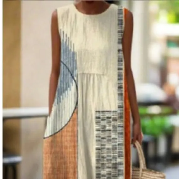 New Sleeveless Casual Printed Temperament Long Dress Cl8Qket3Jn7Xty10 Style - Shop at LoveMi