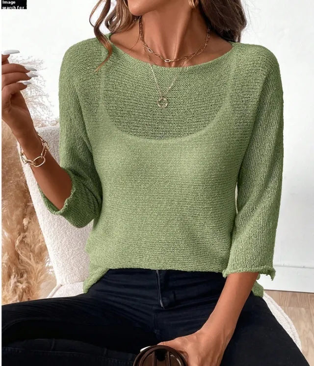 Knitted Thin Spring And Summer New Off shoulder Women's Overall Matcha M - Shop at LoveMi