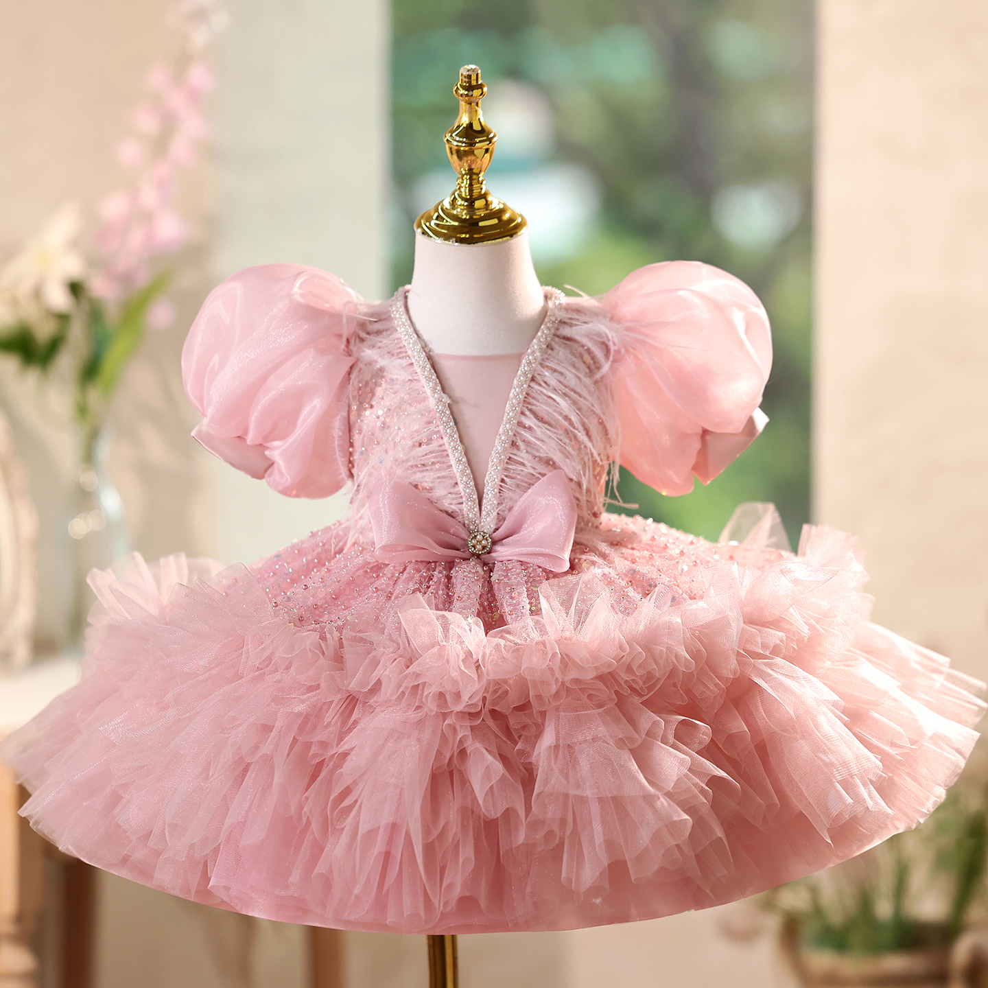 Piano Performance Birthday Princess Dress Summer Children's Costume Pink - Shop at LoveMi
