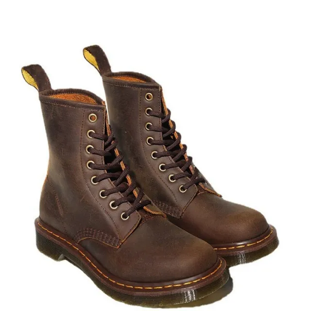 Cowhide British Retro Brown Flat Work Ankle Boots Brown - Shop at LoveMi