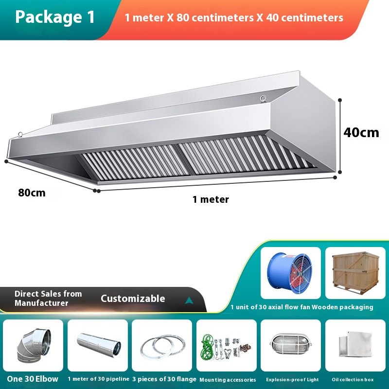 Thickened Stainless Steel Exhaust Hood Commercial Kitchen Restaurant Canteen