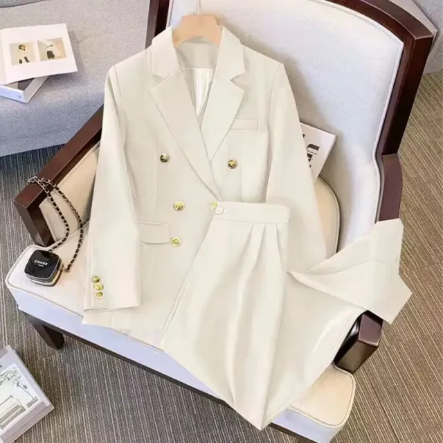 Fashion Loose Temperament High grade Slimming Top Younger Blouse Beige Suit - Shop at LoveMi
