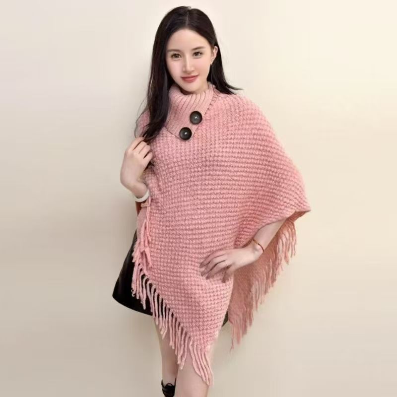 Women's Casual Plush Design Sweater Shawl Cape - Image 2