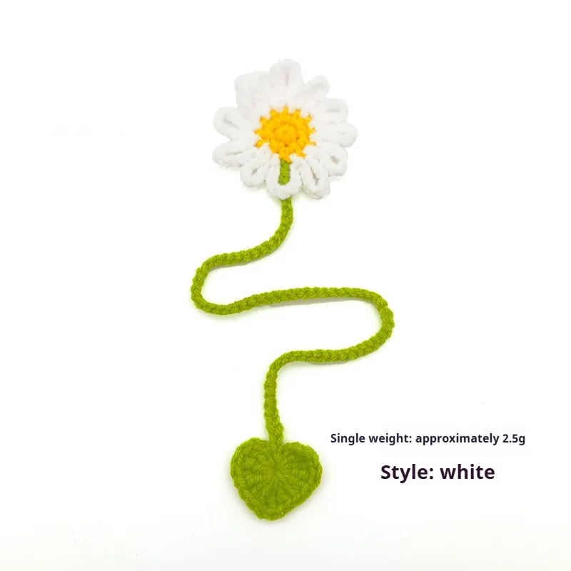 Hand-crocheted Wool Bookmark 4-Strand Milk Cotton - White