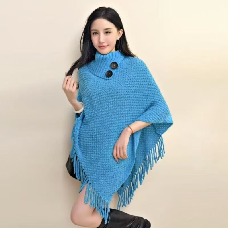 Women’s Casual Plush Design Sweater Shawl Cape