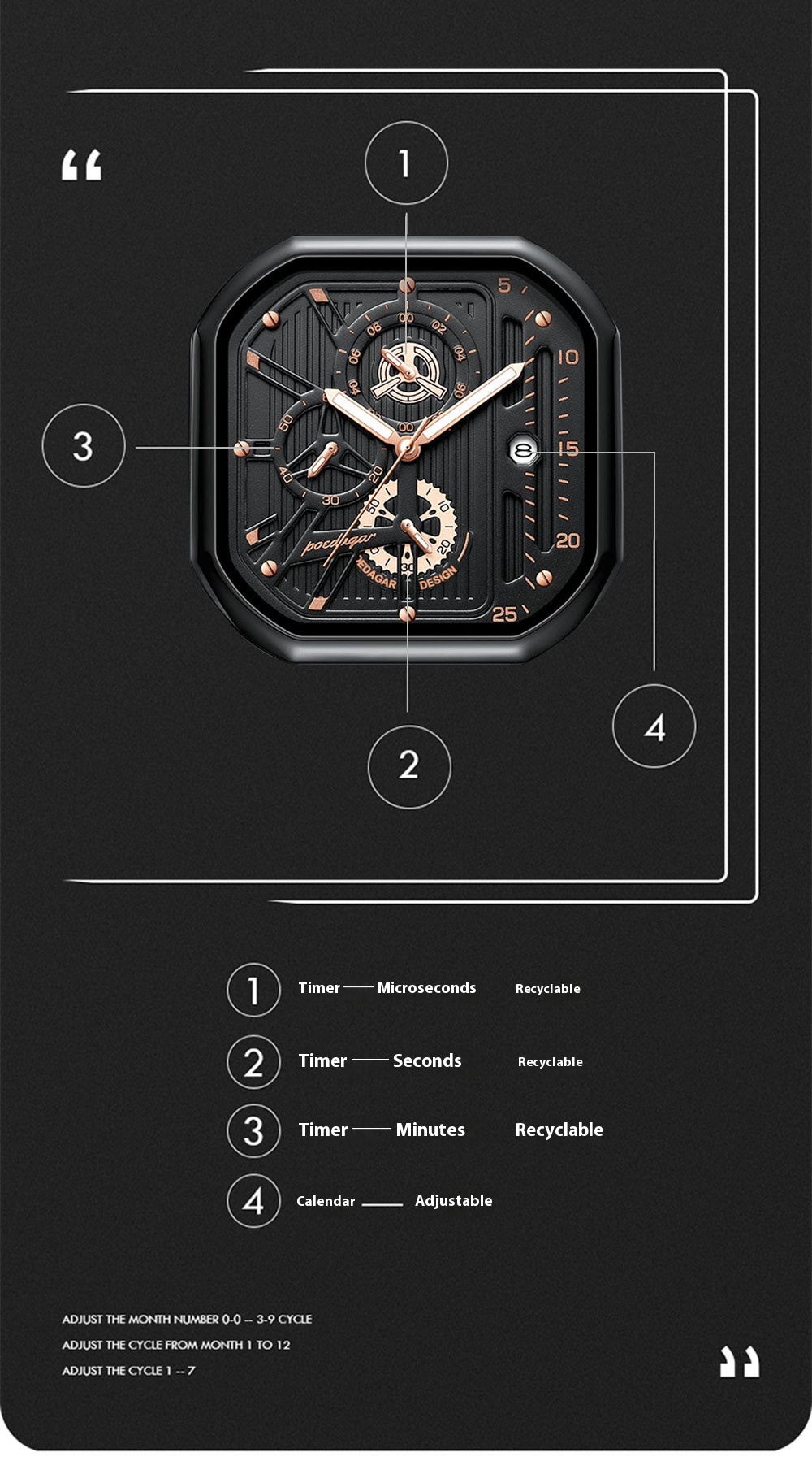 Multifunctional Quartz watch for Men