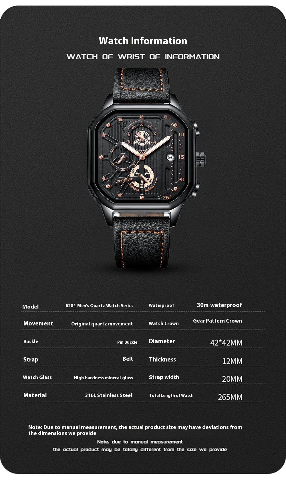 Multifunctional Quartz watch for Men