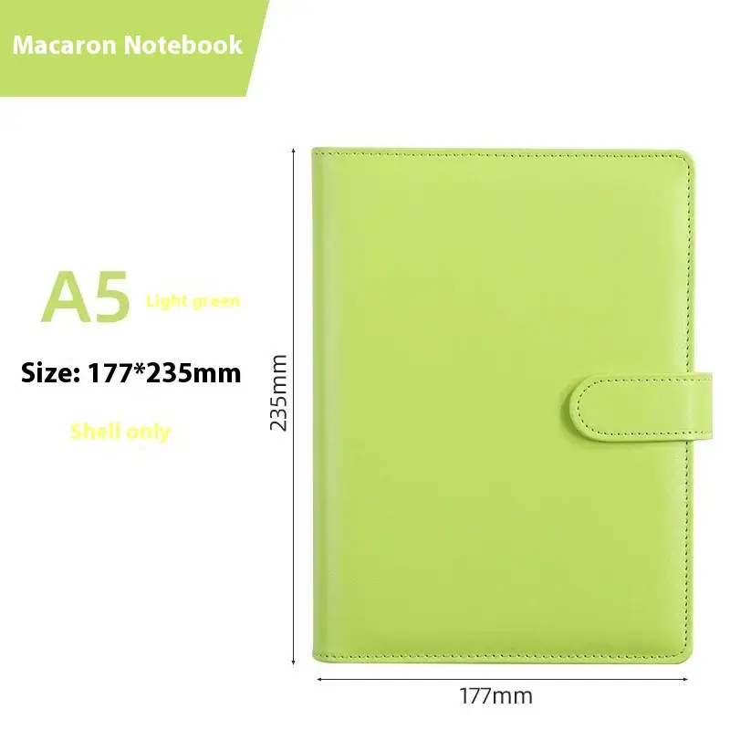 Solid Color Simple Loose-leaf Binder Zipper Bag PU Leather Notebook Shell