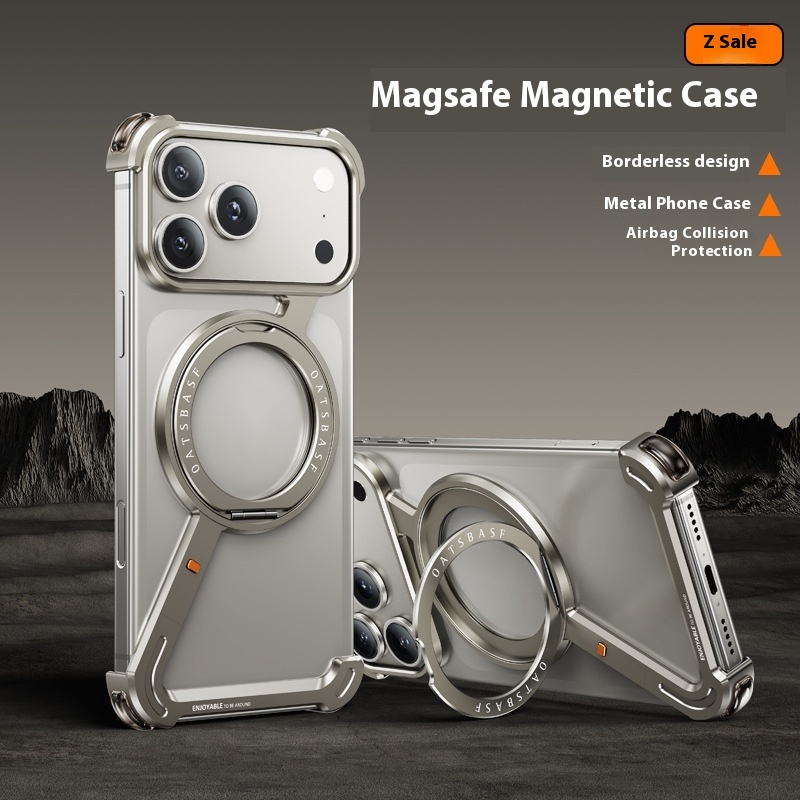 Suitable For IPhone17promax Metal Frame Phone Case With Magnetic Bracket - Image 4