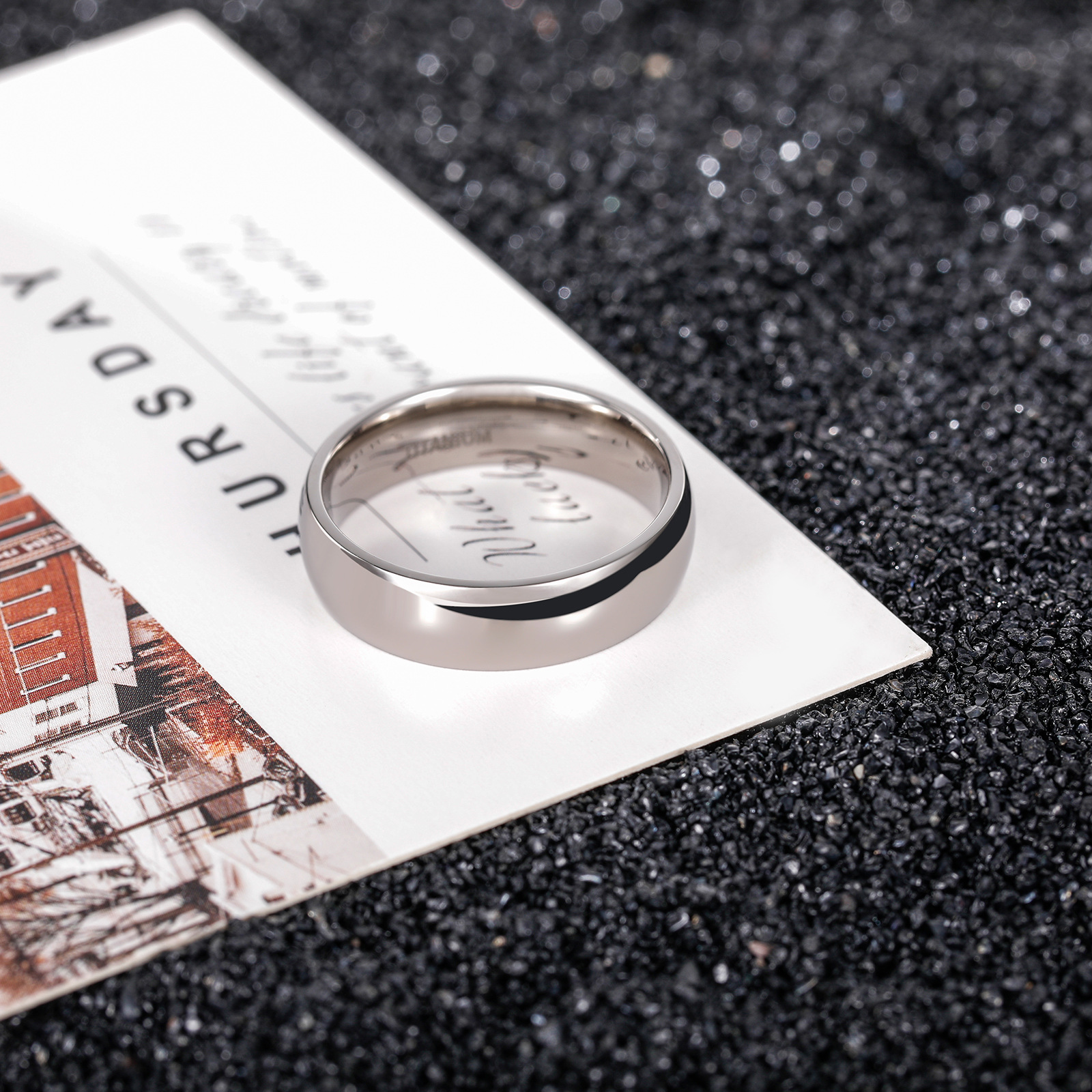 Fashion Unisex Silver Pure Titanium Ring