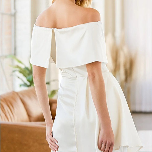 Off-shoulder Short Sleeve Strapless High Waist Slimming Dress