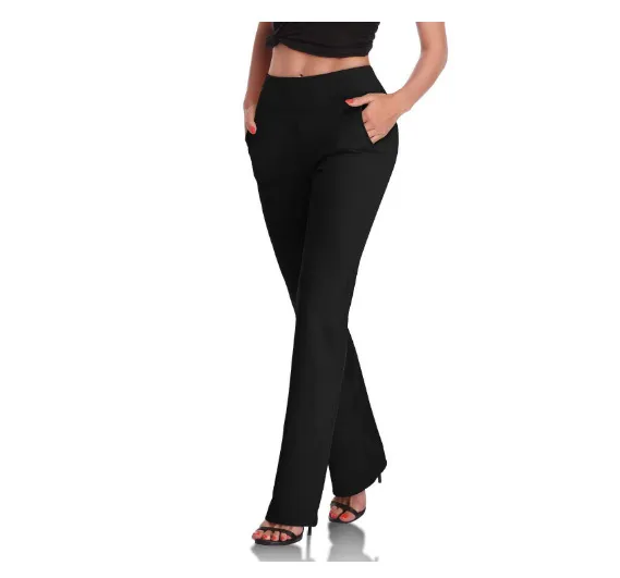 Women's Spring And Autumn New Casual High Waist Slimming Horseshoe Pants Black - Shop at LoveMi
