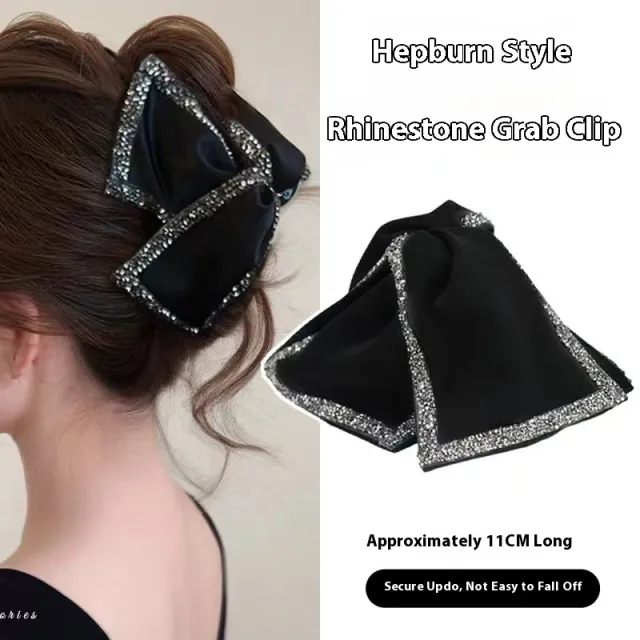 High end Hepburn Style Louis Grip New Black Crystal 384 Audrey Diamond 11Cm - Shop at LoveMi