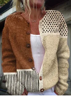 Autumn And Winter Floral Cardigan Round Neck Top - 14Color