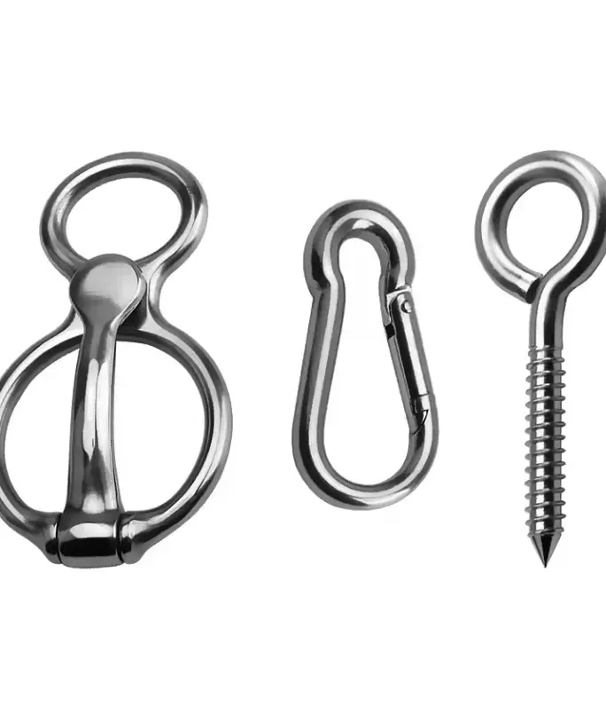 Leash String Clip Silver Black Carbon Steel High Strength