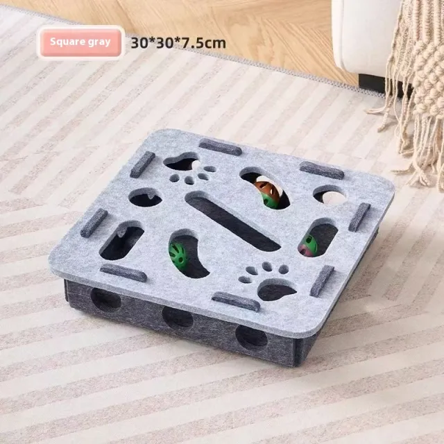 Cat Toy Self Hi Relieving Stuffy Artifact Hole Felt Box Gray - Shop at LoveMi