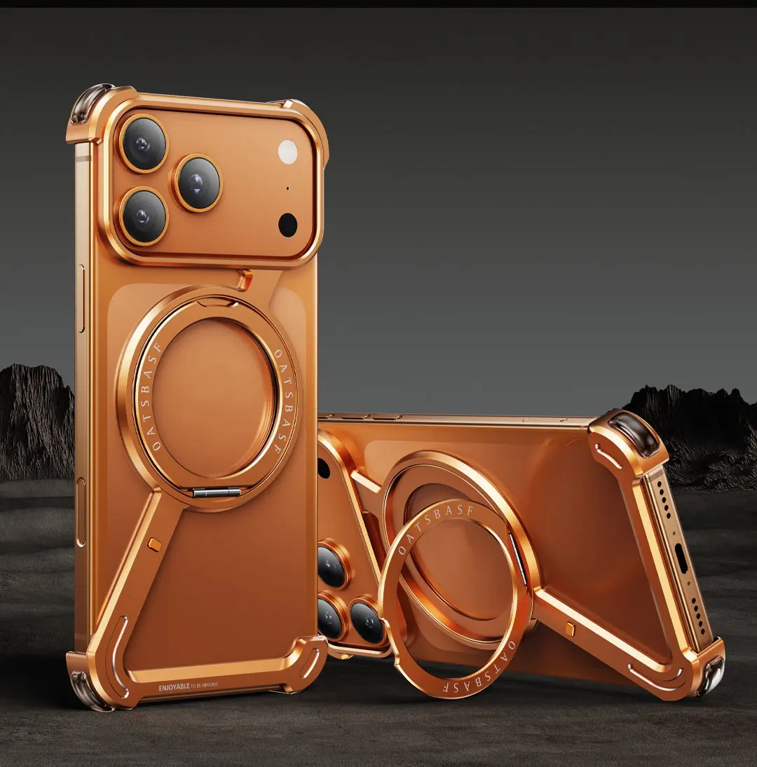 Suitable For IPhone17promax Metal Frame Phone Case With Magnetic Bracket