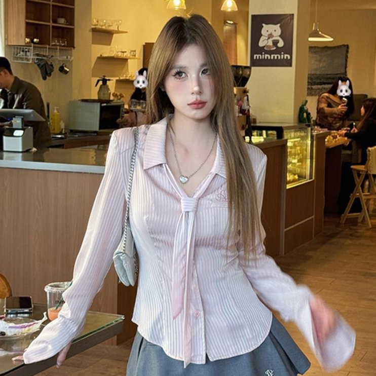 Preppy Style Sweet Hot Girl Striped Shirt Top