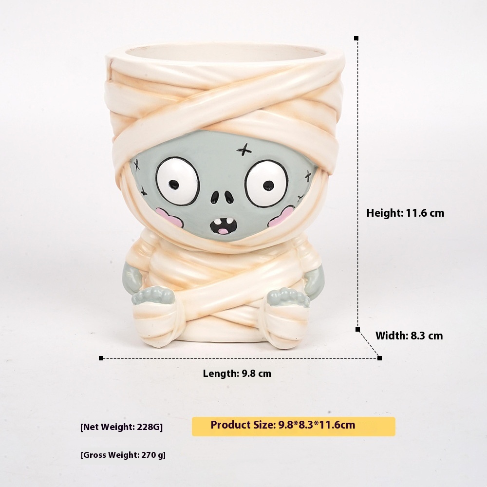 Halloween Creative Cartoon Flower Pot Resin Decorations — Bandage Zombie — image 1 of 6