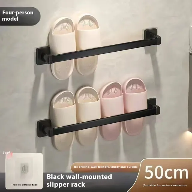 Bathroom Slipper Rack Wall mounted Punch free Black - Shop at LoveMi