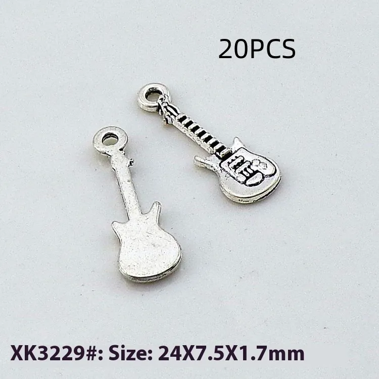Alloy Decoration Accessories Musical Instrument Guitar Hanging Piece Pendant - Silver