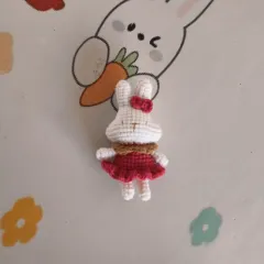 Hand-crocheted Cute Rabbit Key Chain - With Key Chain - View 1