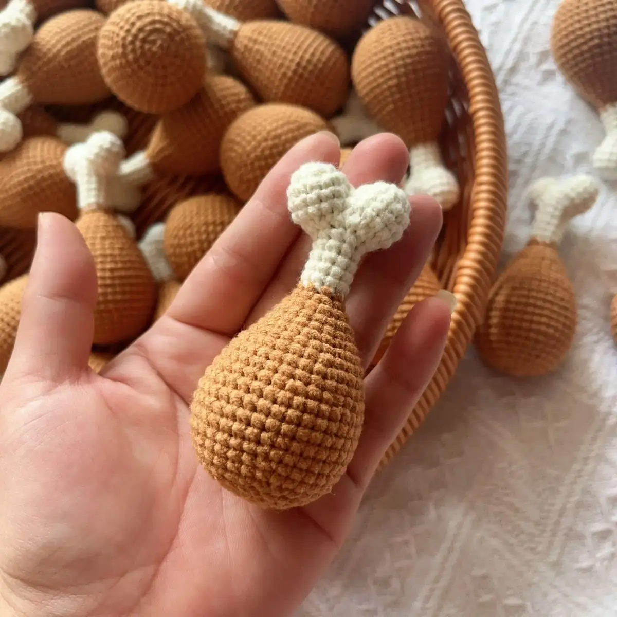 Crocheted Chicken Leg Pendant Key Chain