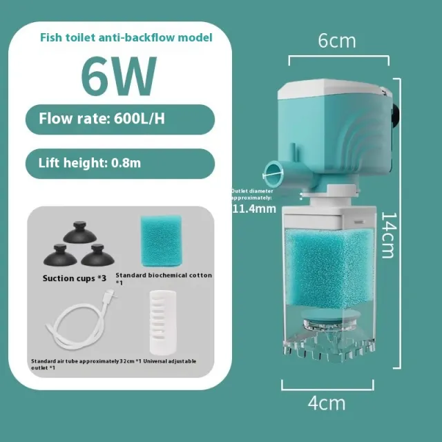Anti backflow Filter Aerating Fish Tank Built in Filter 6W - Shop at LoveMi