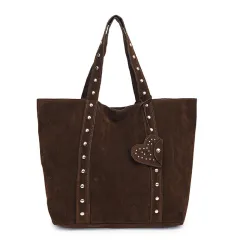 Special-interest Design Rivet Hand-carrying Tote Bag Fashion Commuter Shoulder Underarm Bag - Coffee - View 1