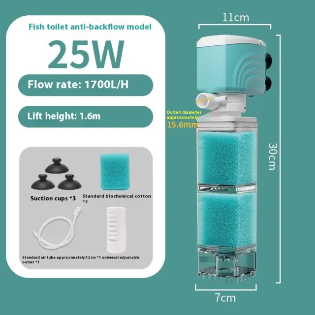 Anti backflow Filter Aerating Fish Tank Built in Filter 25W - Shop at LoveMi