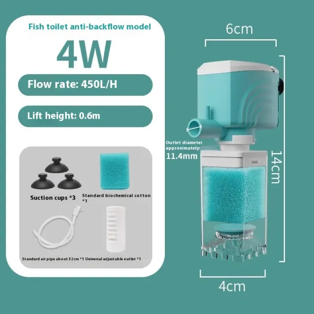Anti backflow Filter Aerating Fish Tank Built in Filter 4W - Shop at LoveMi