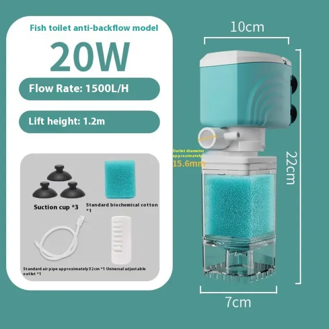 Anti backflow Filter Aerating Fish Tank Built in Filter 20W - Shop at LoveMi