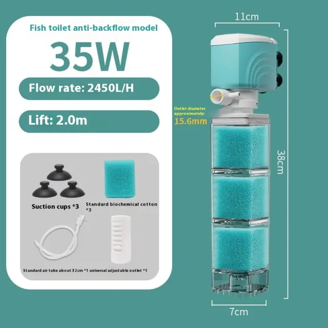 Anti backflow Filter Aerating Fish Tank Built in Filter 35W - Shop at LoveMi