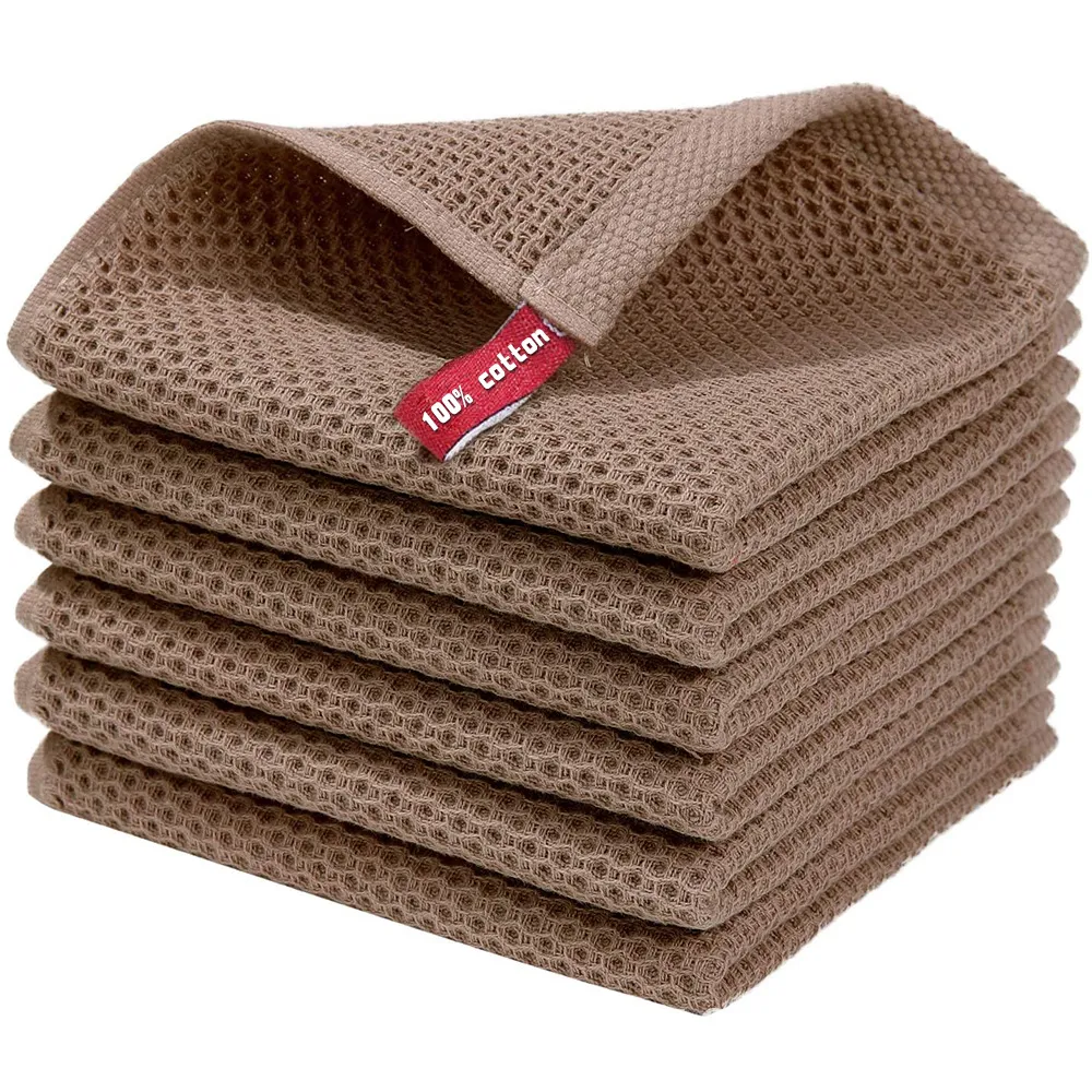 Cotton Honeycomb Absorbent Thickened Cleaning Cloth - Coffee