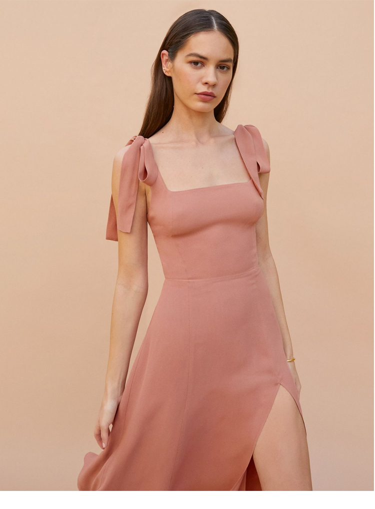 Dress Gentle Bow Bandage Waist-tight Split Suspender Skirt