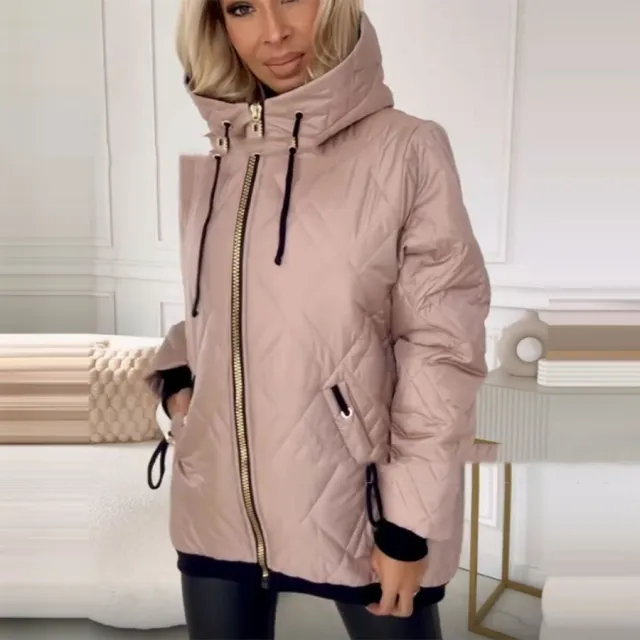 Women's Casual Hooded Pure Color Cotton Clothing Coat Pink - Shop at LoveMi