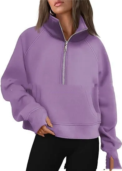 Loose Lapel Fleece lined Sweater Women Purple - Shop at LoveMi