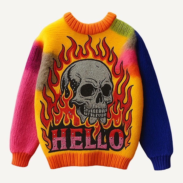 Fashion Casual Printed Polyester Sweater