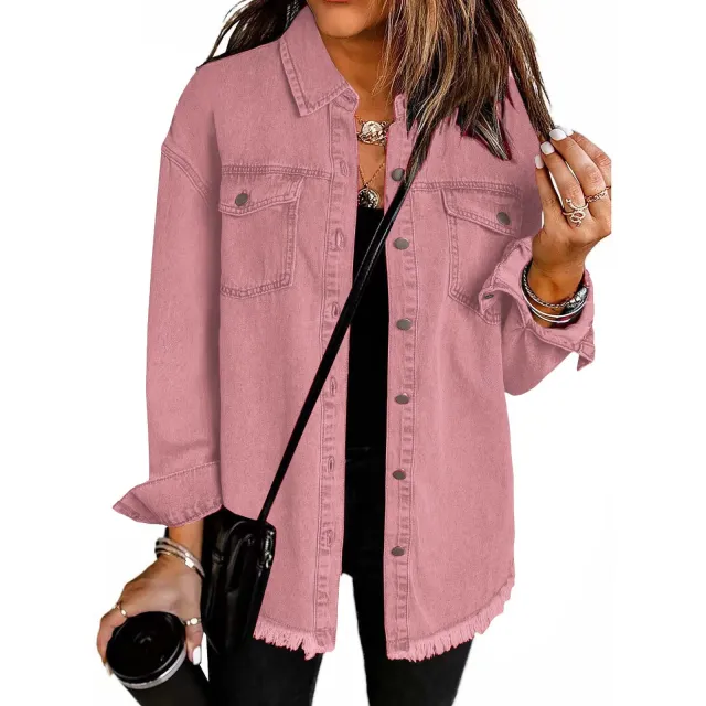 Washed Denim Shirt Jacket Women's European And American Newly Added Skin Powder 2Xl - Shop at LoveMi