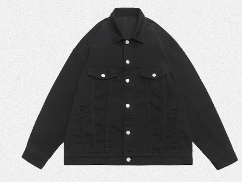 Retro Washed Dyed Loose Denim Coat Black - Shop at LoveMi