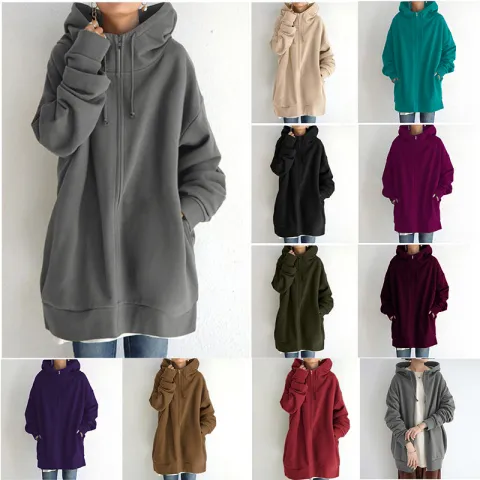 Oversized S-5XL Women Loose Hooded Coats Autumn Tie Collar