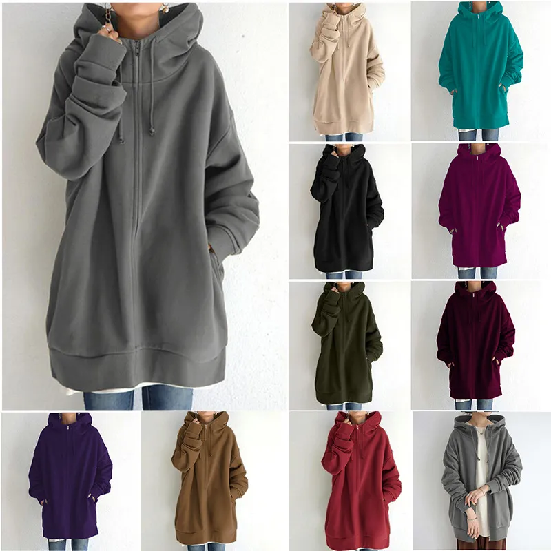 Oversized S-5XL Women Loose Hooded Coats Autumn Tie Collar