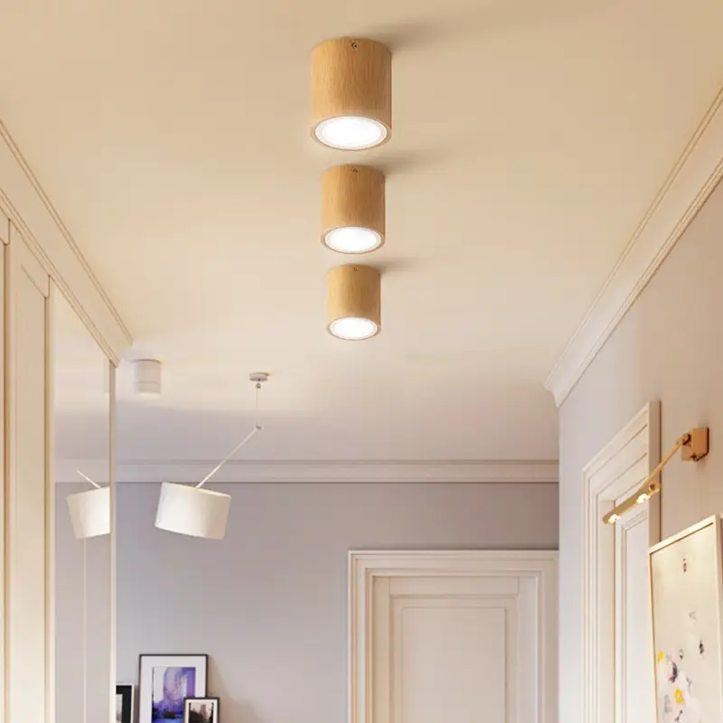 Creative Modern And Simple Solid Wood Aisle Balcony Surface Mounted Downlight