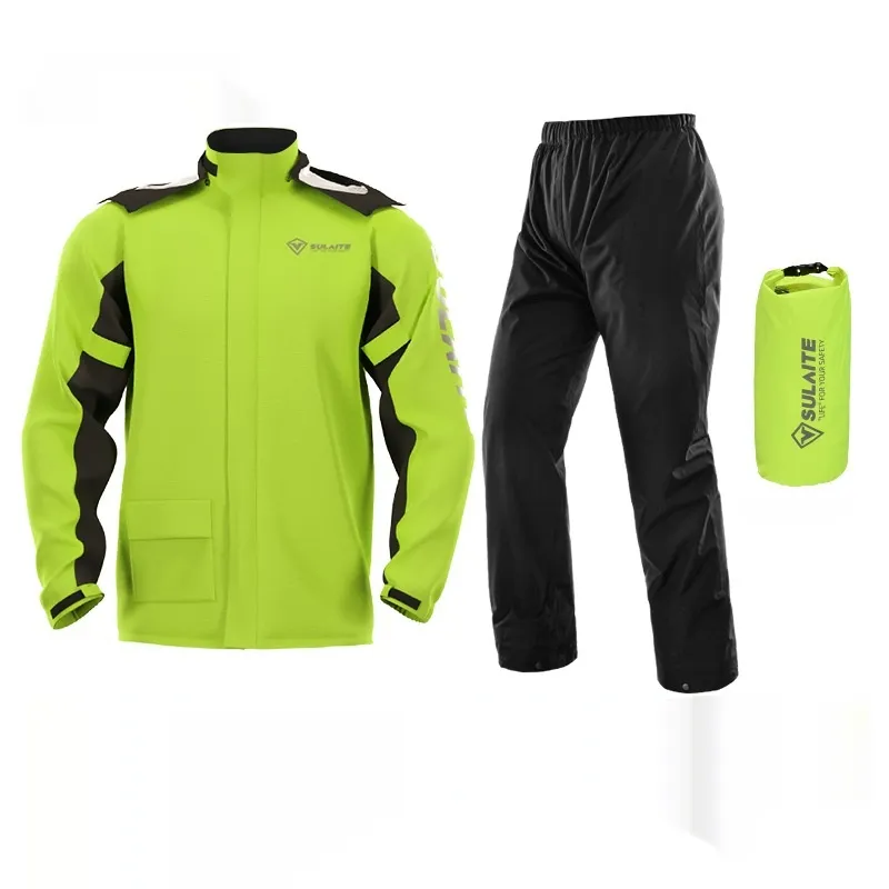 Motorcycle Raincoat Rain Pants Suit Outdoor Riding - Green