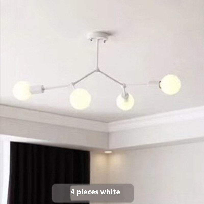 Iron Chandelier Simple Bedroom Living Room Ceiling Lamp