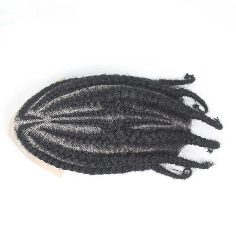 Men's Special Real Hair Hand-woven African Braid Wig Men Hair Piece - Full Lace 3