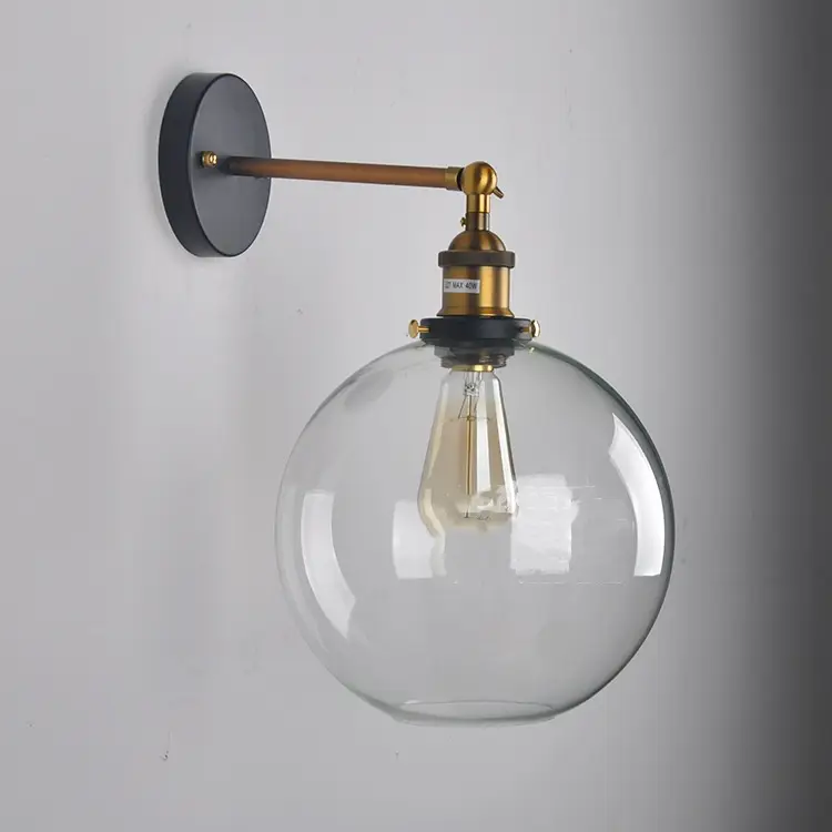 Retro Coffee Restaurant Decoration Round Ball Glass Wall Lamp